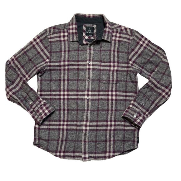 Prana Other - Prana Men's Plum Gray Woodman Organic Flannel Plaid Shirt Size Large